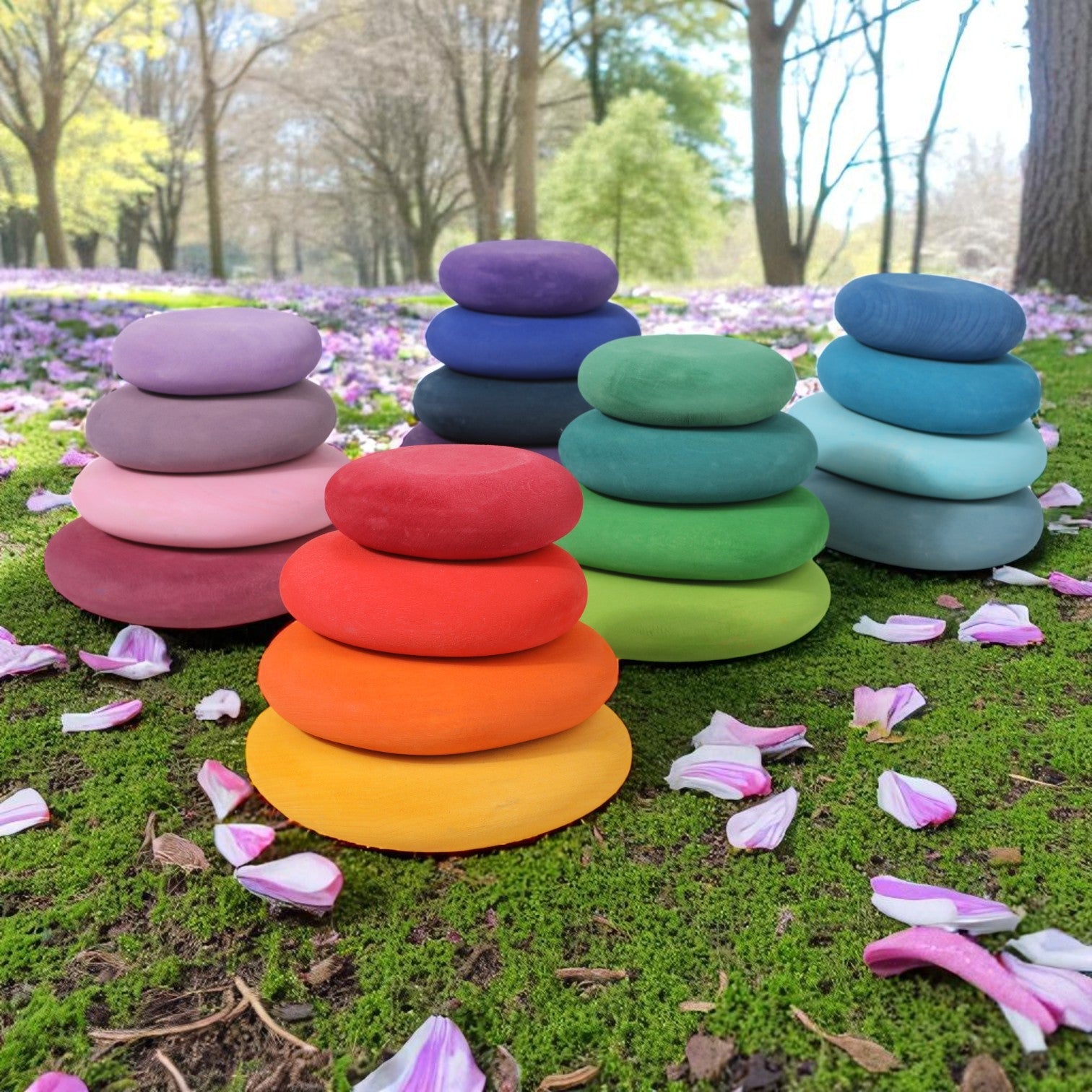 20-Piece Stained Wooden Stacking Pebbles Set - Image 13