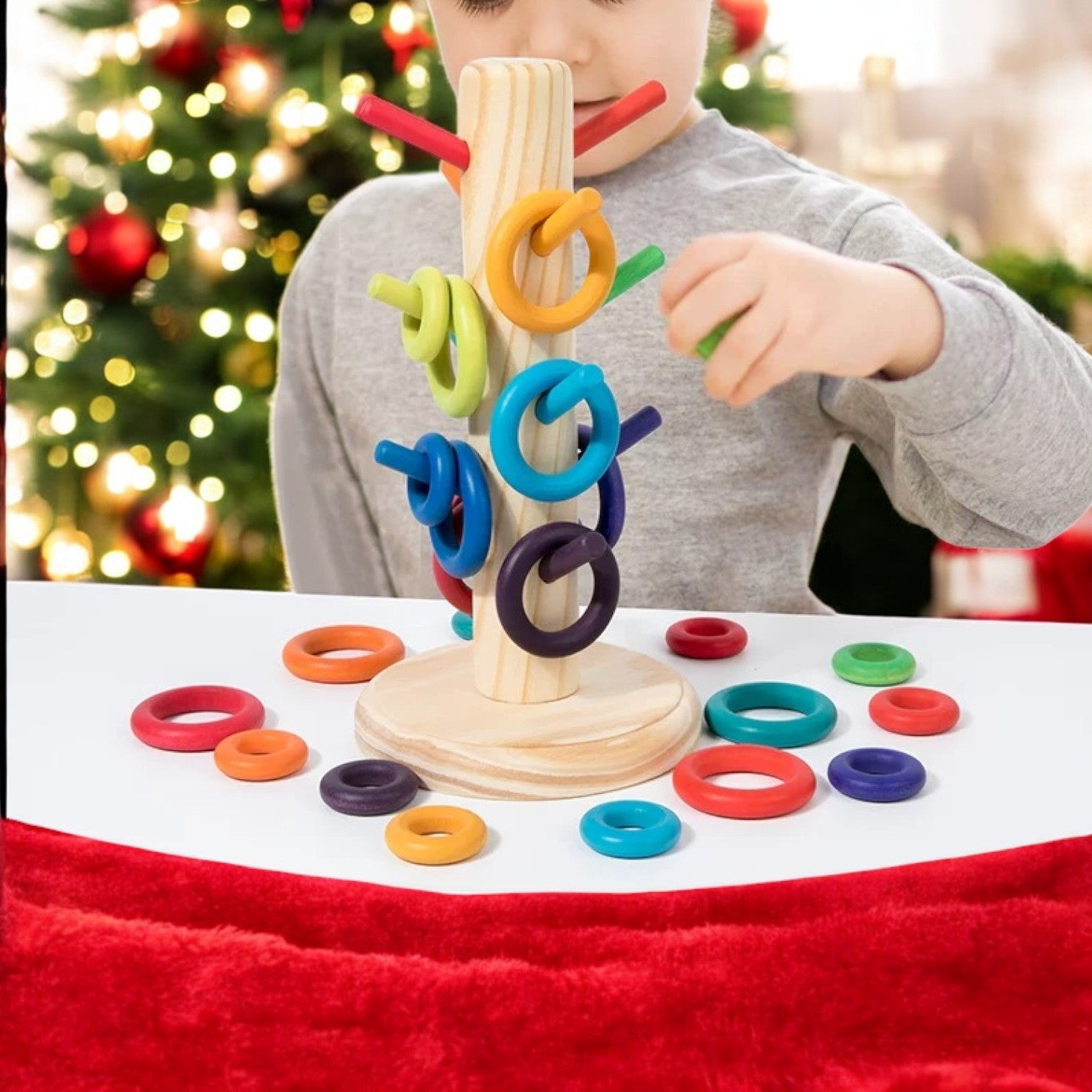 12-Dowel Sorting Tree with 24 Building Rings Set - Image 2