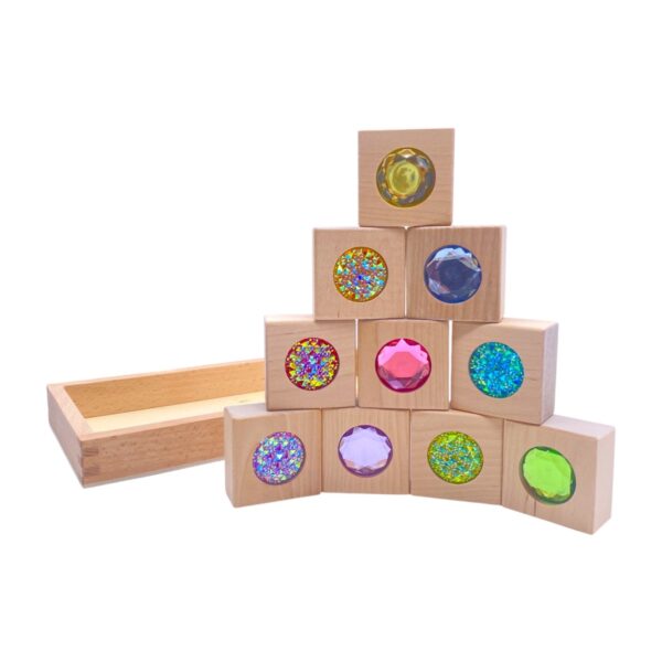 Pastel & Rainbow Gem Block Collection – 3 Styles with Wooden Storage Trays - Image 2