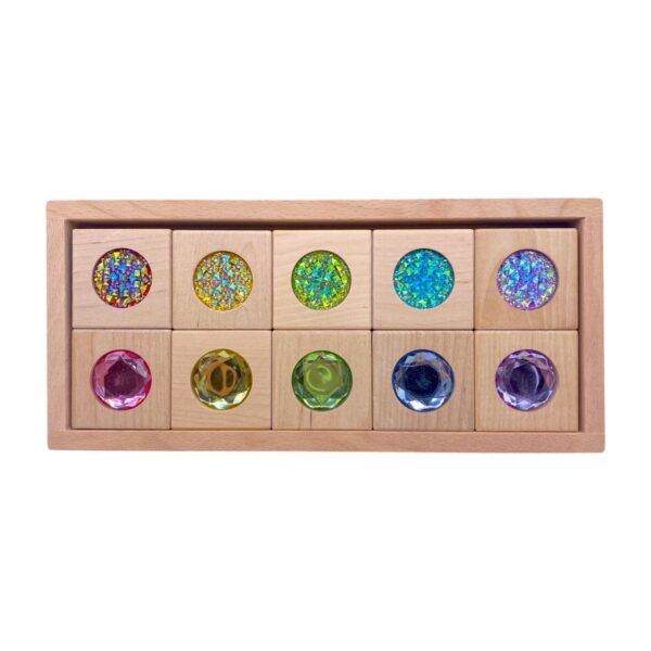 Pastel & Rainbow Gem Block Collection – 3 Styles with Wooden Storage Trays - Image 3