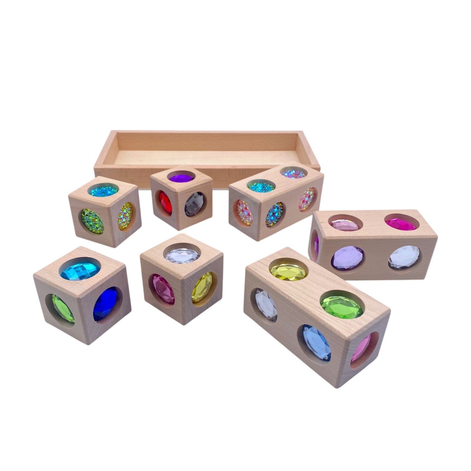 Pastel & Rainbow Gem Block Collection – 3 Styles with Wooden Storage Trays - Image 9