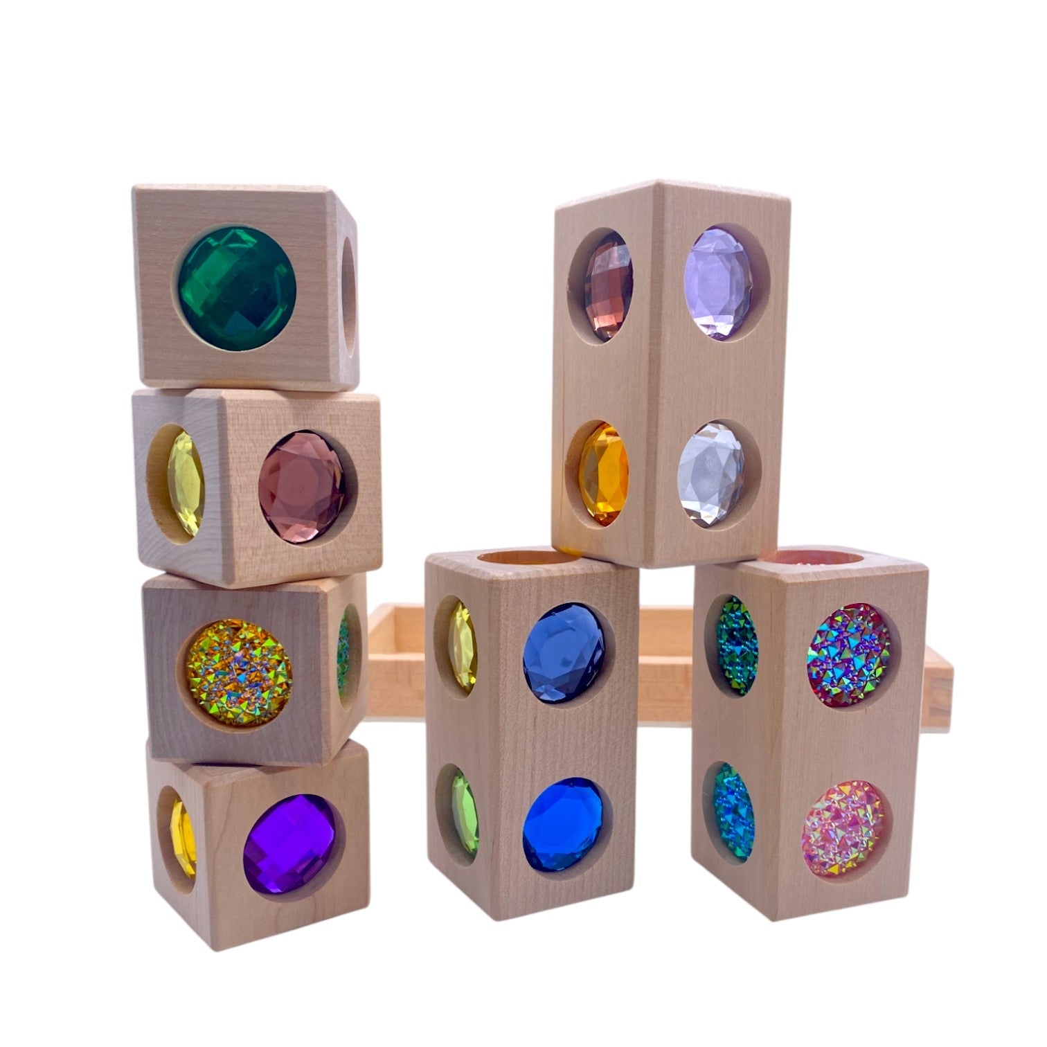 Pastel & Rainbow Gem Block Collection – 3 Styles with Wooden Storage Trays - Image 12