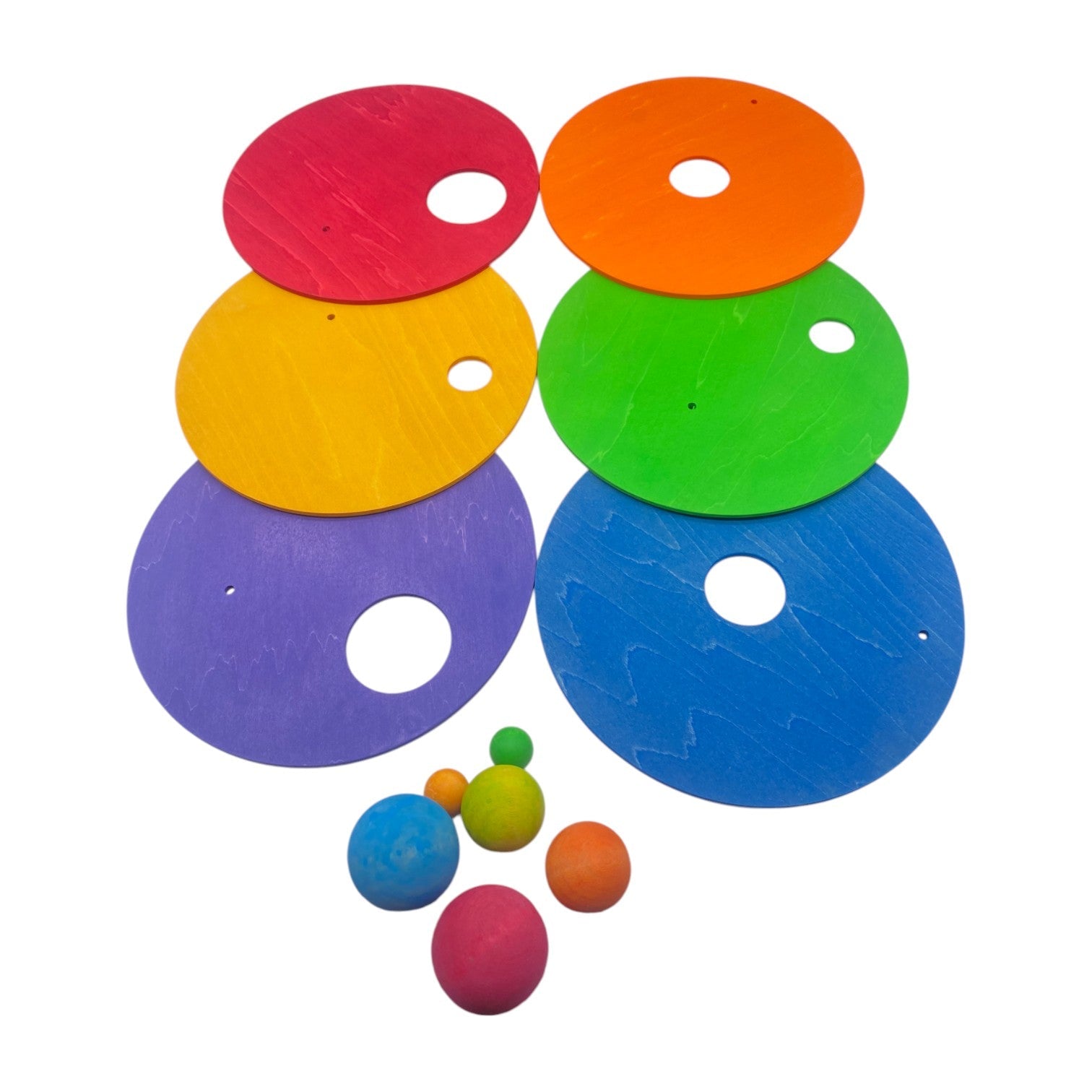 6-Piece Rolling Discs Set for Stepping Stones – Includes 6 Wooden Balls in Varying Sizes - Image 2