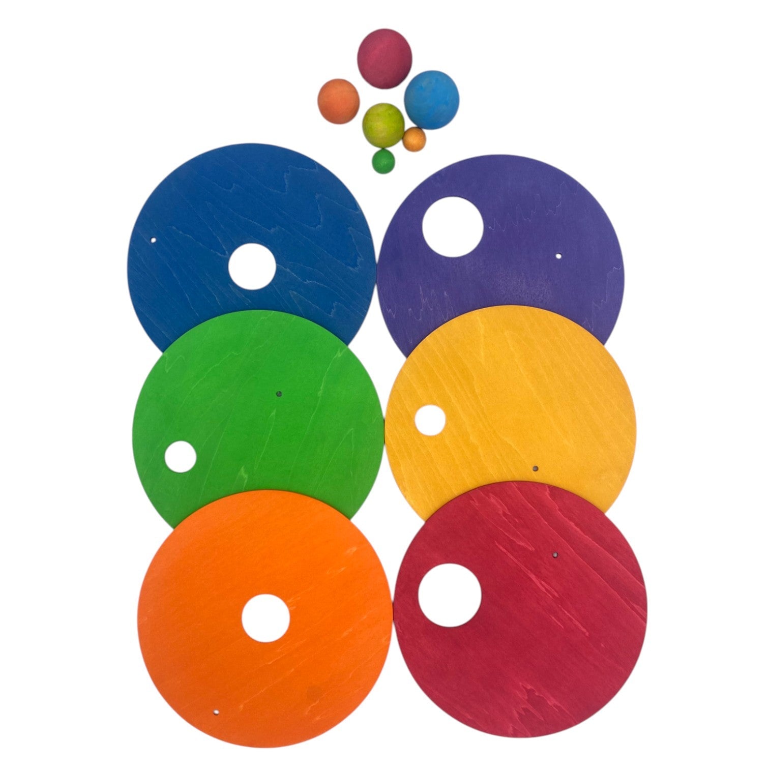 6-Piece Rolling Discs Set for Stepping Stones – Includes 6 Wooden Balls in Varying Sizes - Image 1
