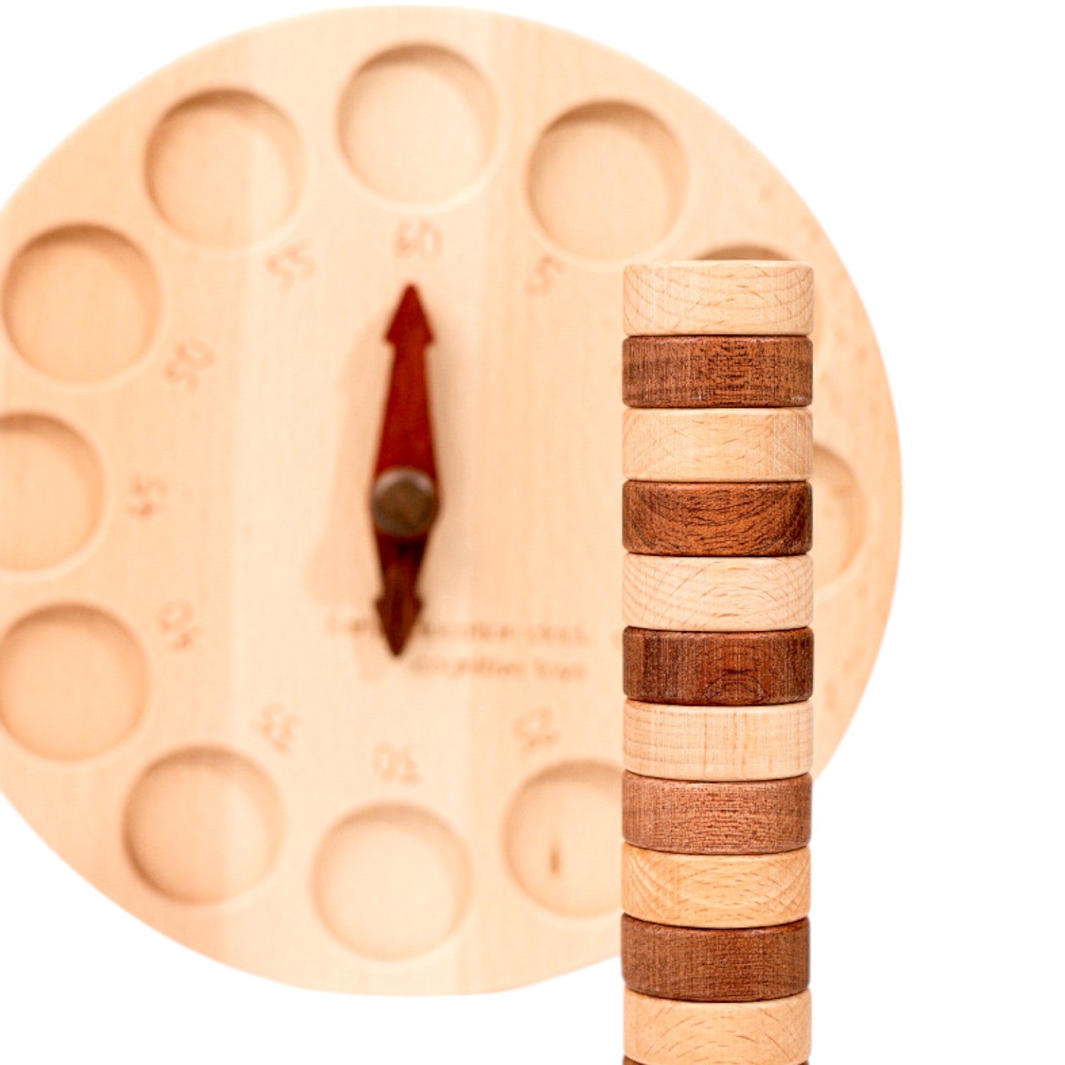 Wooden Cognitive Learning Clock – Dual-Sided Time Recognition Toy with Roman and Arabic Numerals - Image 5