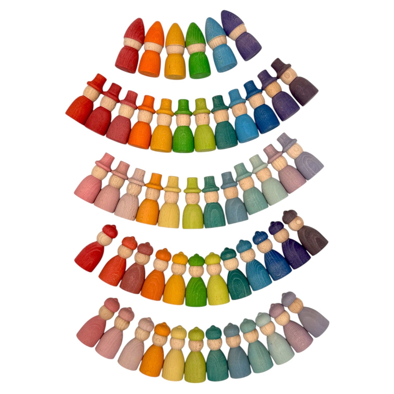 Rainbow & Pastel Wooden Peg Dolls Collection – 5 Styles - Image 1