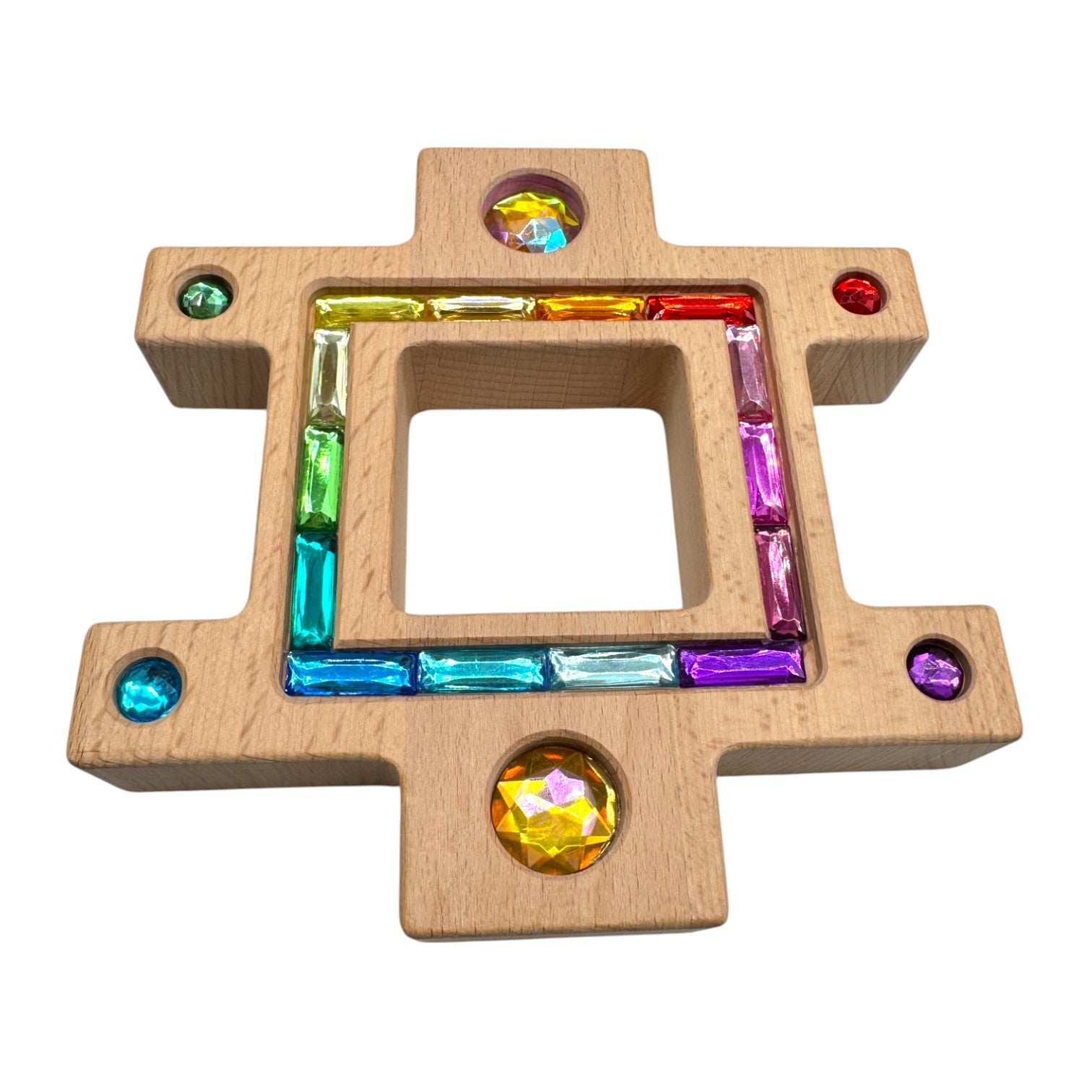 Wooden Gemlight Window Blocks – 16-Piece Colorful Open-Ended Play Set with Storage Box - Image 12