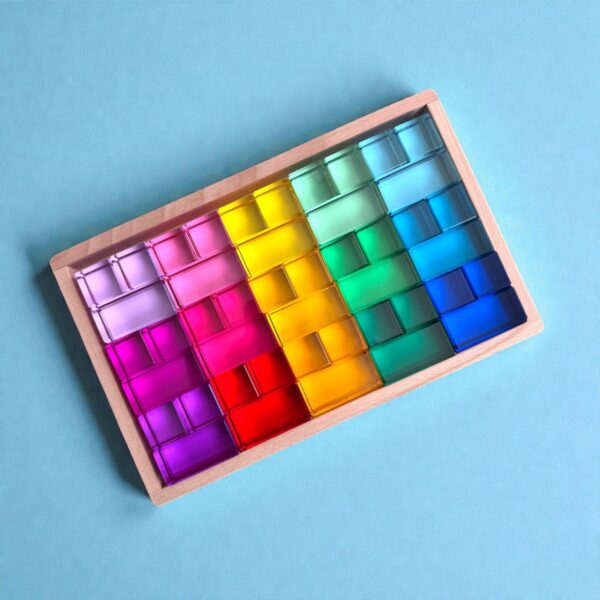 45 Pcs High Transparency 15 Color Crystal Clear Acrylic Cubes and Rectangular Prisms Set - Image 2