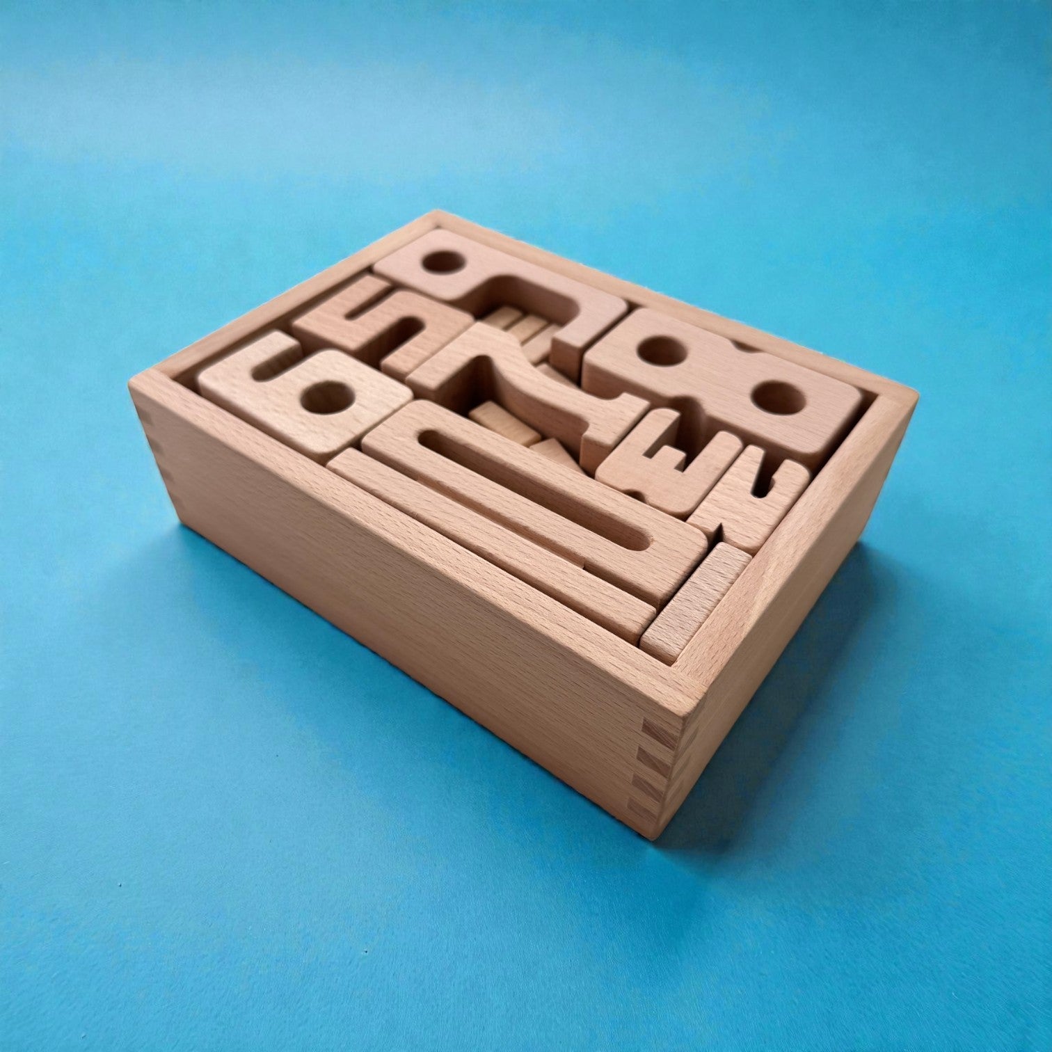 27 Piece Small Wooden Math Number Block Set with Storage Box - Image 8