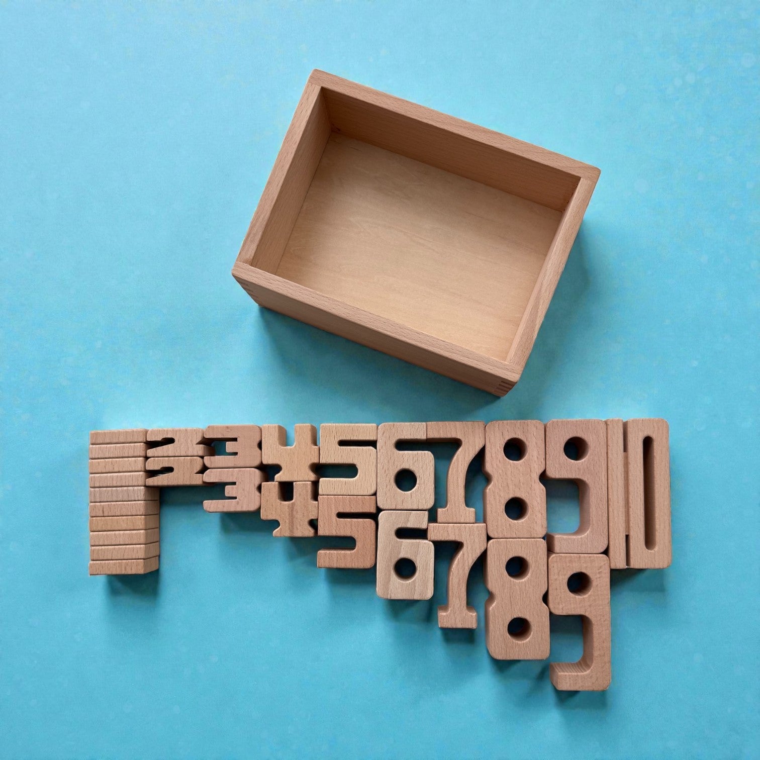 27 Piece Small Wooden Math Number Block Set with Storage Box - Image 6