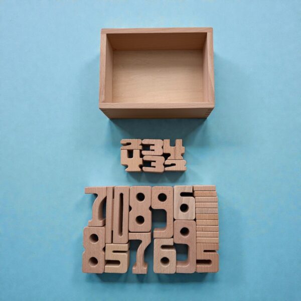 27 Piece Small Wooden Math Number Block Set with Storage Box - Image 5