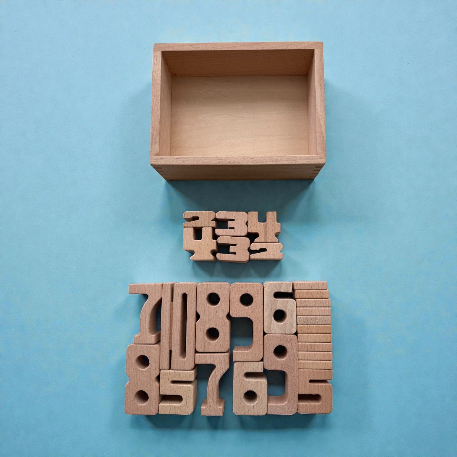 27 Piece Small Wooden Math Number Block Set with Storage Box - Image 5