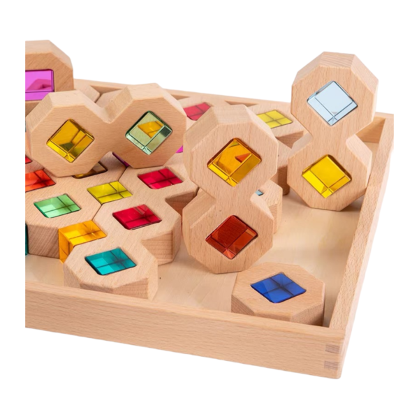 12-Piece Wooden Window Building Blocks Set with Storage Tray | Lucite-Compatible - Image 6