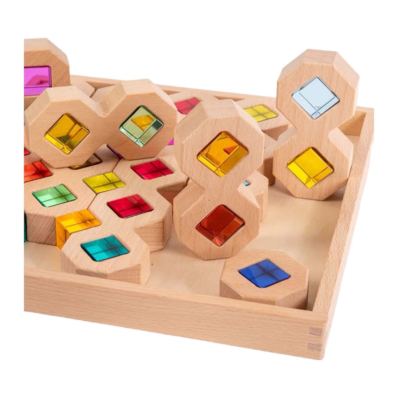 12-Piece Wooden Window Building Blocks Set with Storage Tray | Lucite-Compatible - Image 6