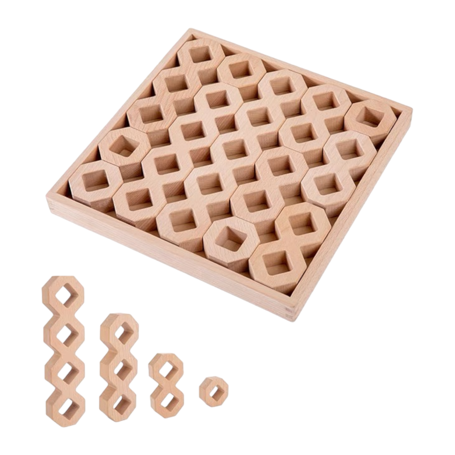 12-Piece Wooden Window Building Blocks Set with Storage Tray | Lucite-Compatible - Image 5