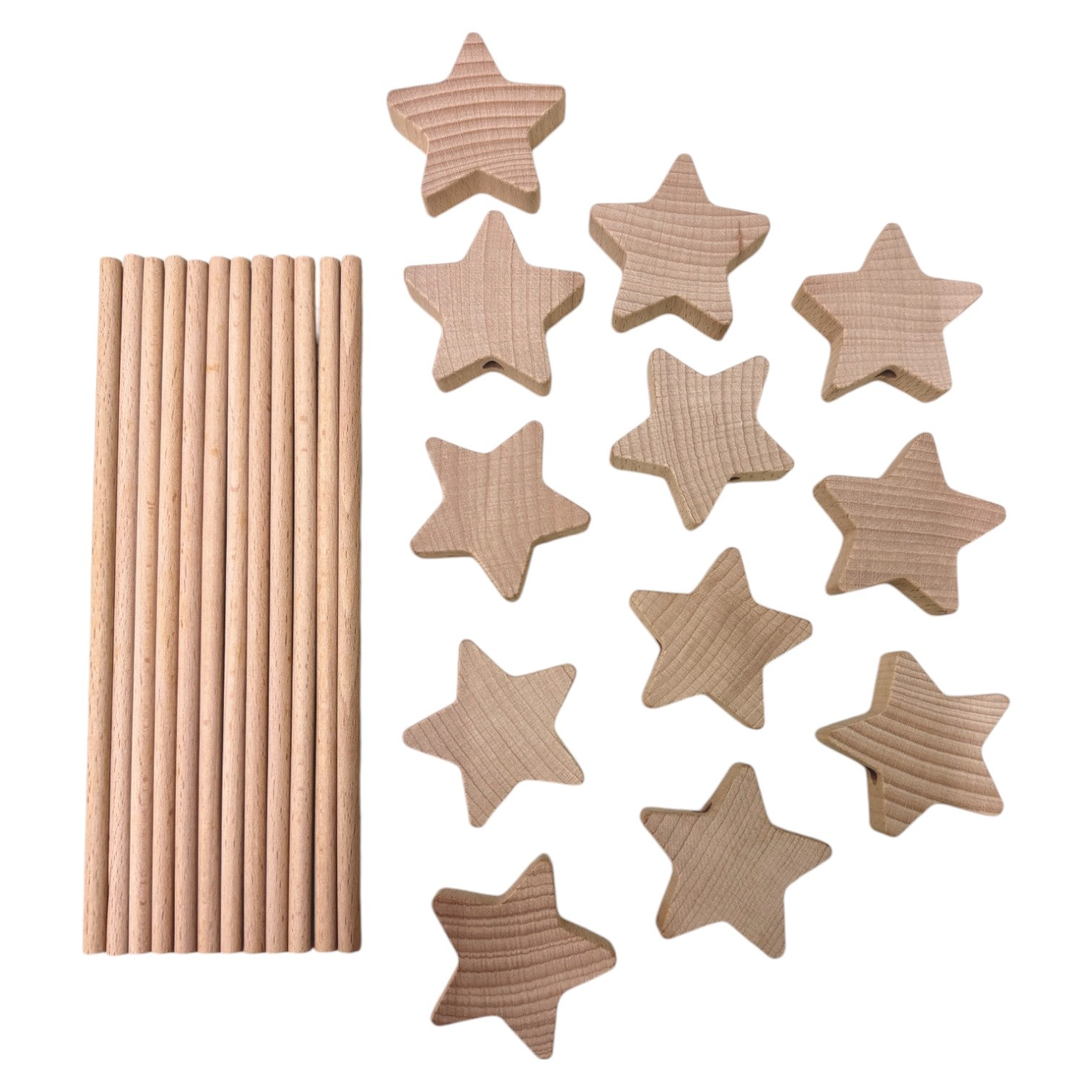 12 PCS Wooden Star Wand Set in Rainbow and Natural Colors - Image 7