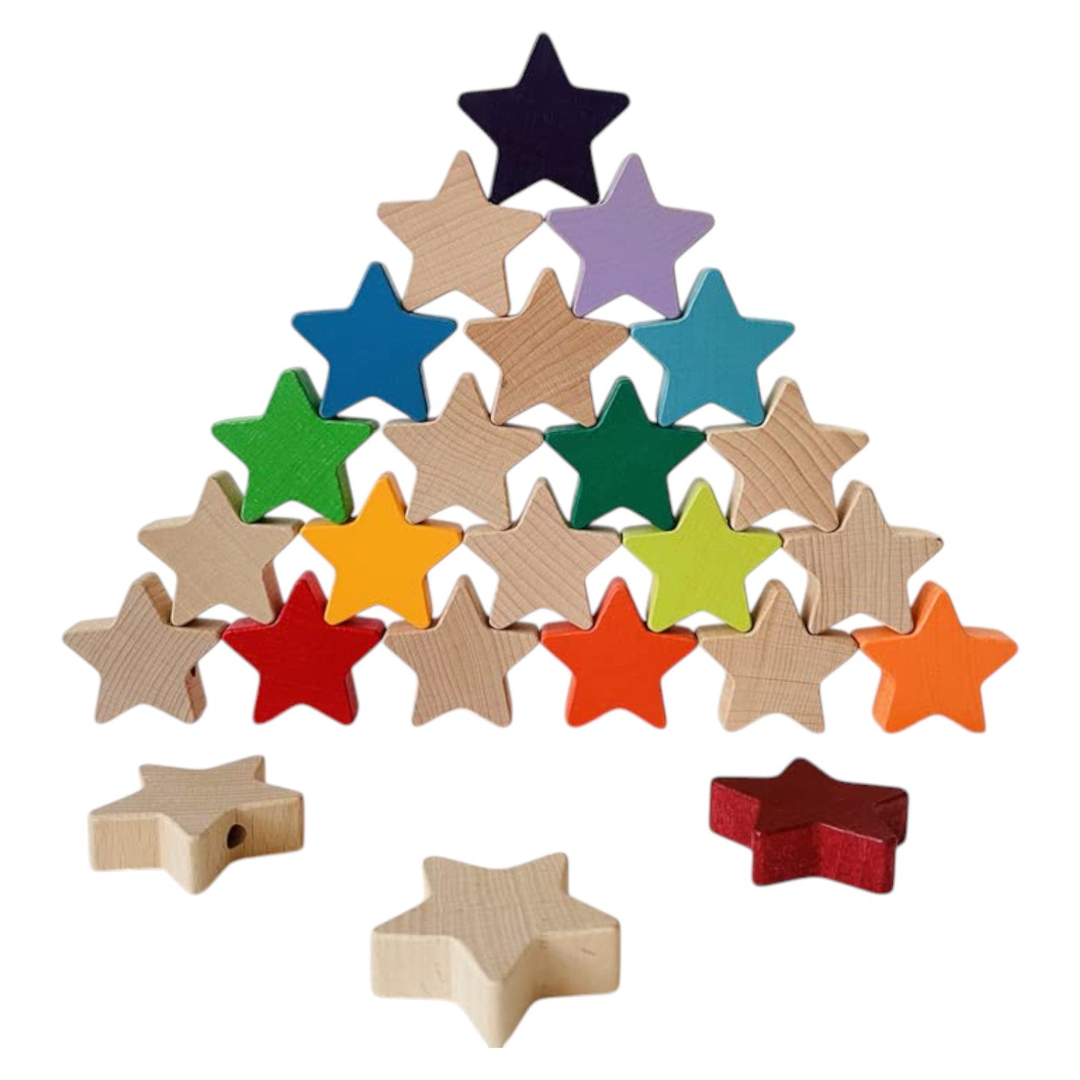 12 PCS Wooden Star Wand Set in Rainbow and Natural Colors - Image 4