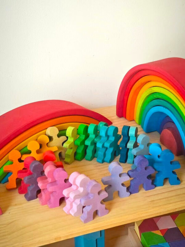 26 Pcs Rainbow Stained Wooden Little Balancing People Stacking Set - Image 5