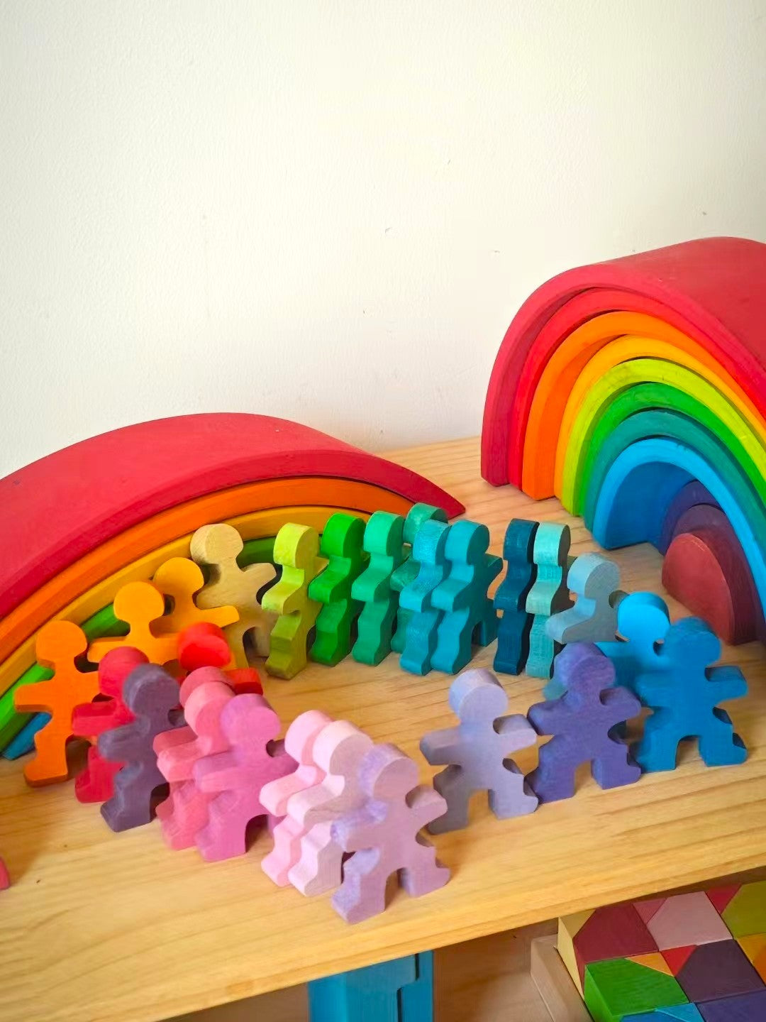 26 Pcs Rainbow Stained Wooden Little Balancing People Stacking Set - Image 5