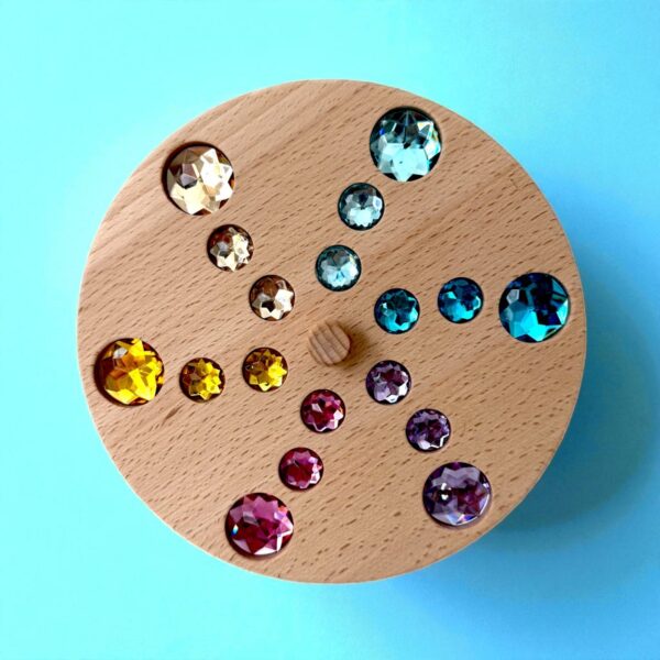 Wooden Gemstone Spinning Tops – Rainbow & Macaron Color (Flower & Round) - Image 5