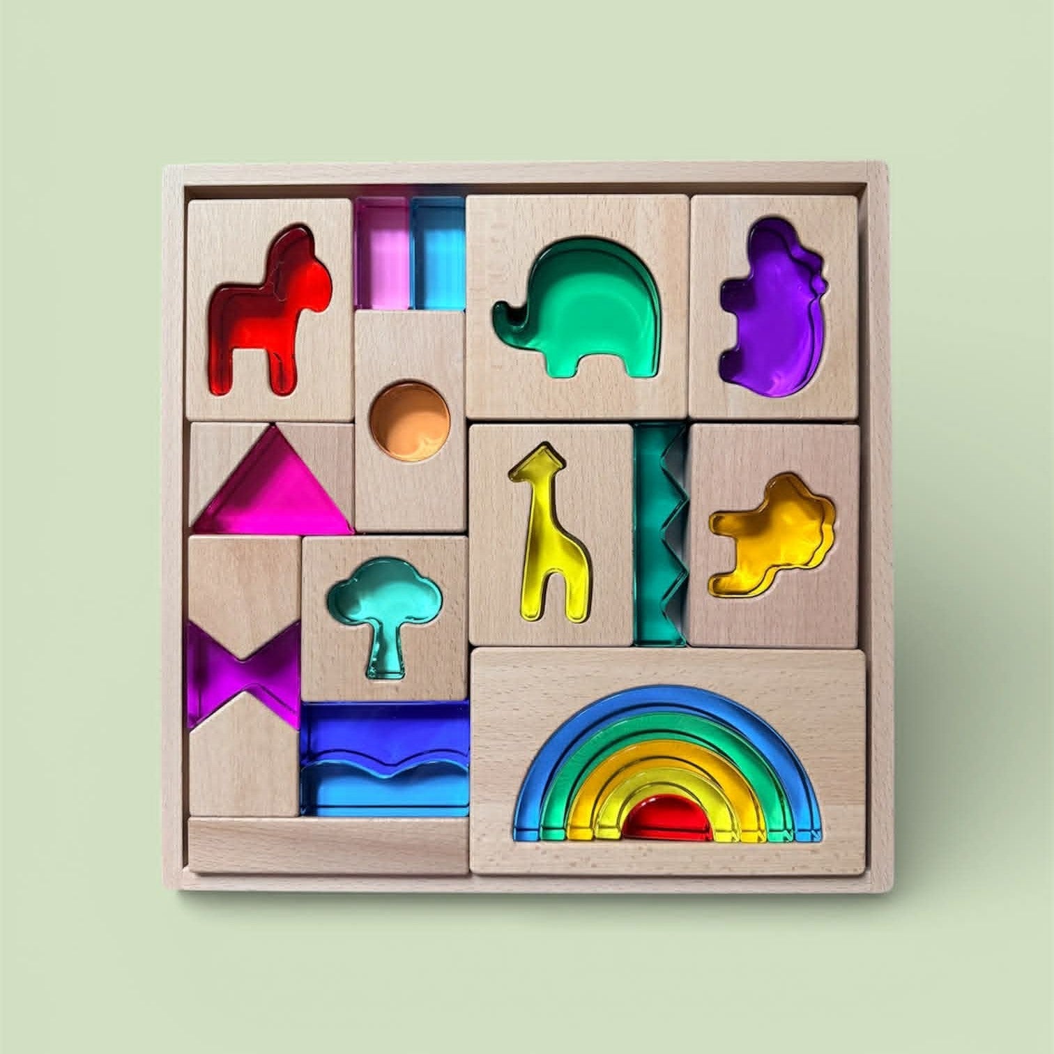 Green Elephant Original Design – Wild Rainbow Safari Blocks Exclusive Limited Edition Wooden & Acrylic Play Set - Image 16