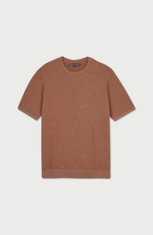 10036 russet flat mens cotton two tone textured t shirt front