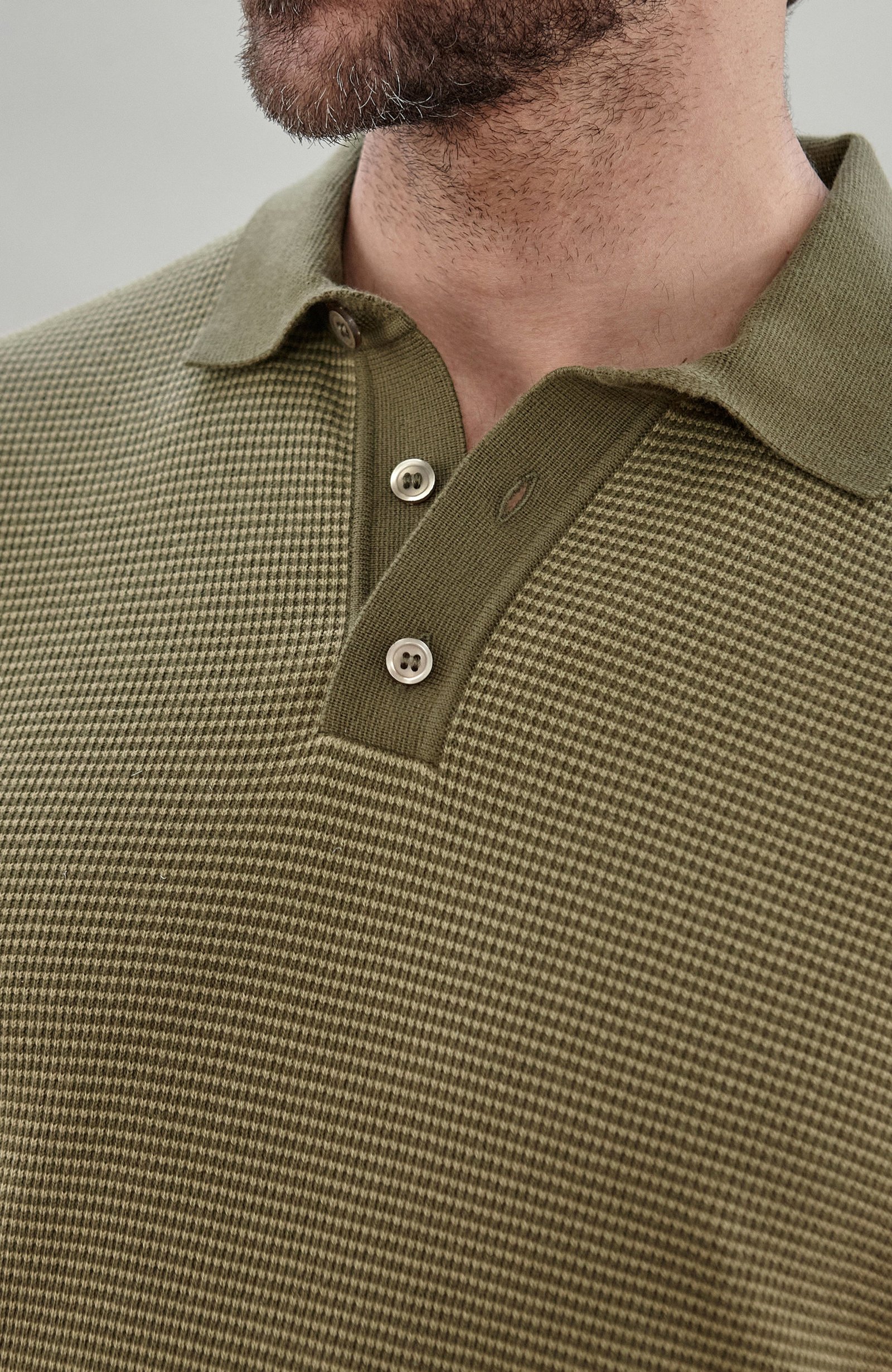 10037 olive m el model mens cotton two tone textured polo shirt 9 10037 olive m el model mens cotton two tone textured polo shirt 9