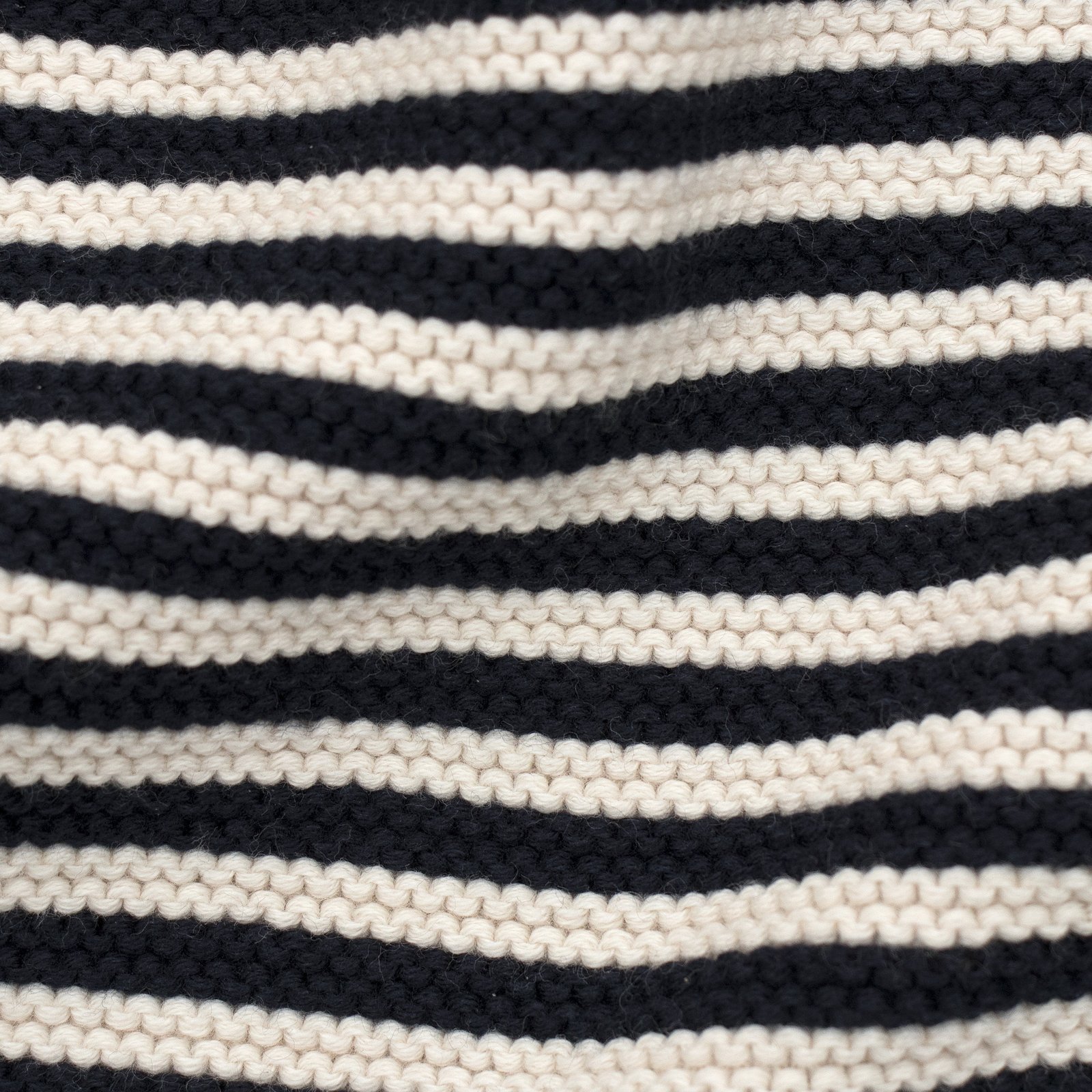 10058 navy flat cotton garter knit striped mini neckerchief close up 10058 navy flat cotton garter knit striped mini neckerchief close up