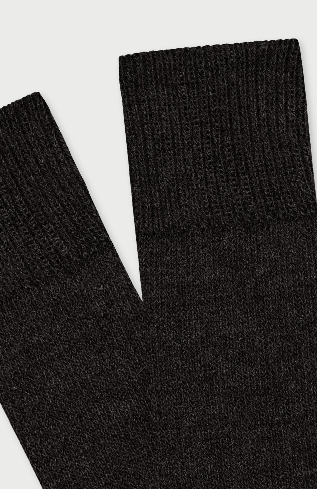 1007 black flat alpaca everyday socks close up 1007 black flat alpaca everyday socks close up