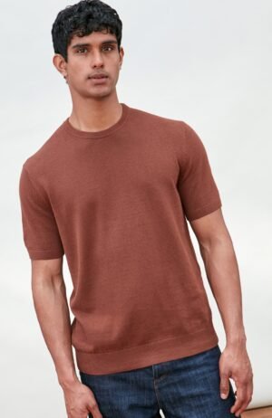 10178 cappuccino m el model mens cotton linen lightweight short sleeve jumper 6
