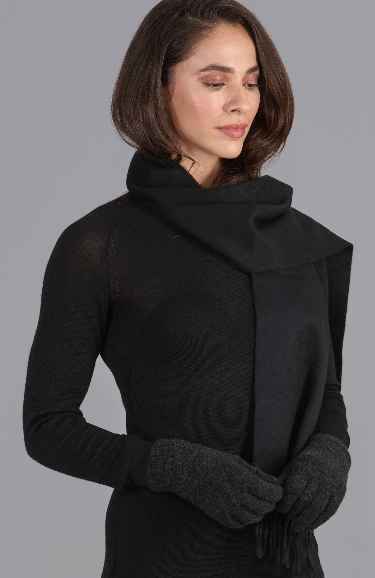 1039 black model unisex cashmere woven scarf 2 1 1039 black model unisex cashmere woven scarf 2 1