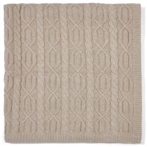 1494 biscuit 7 gauge aran baby blanket. front flatjpg
