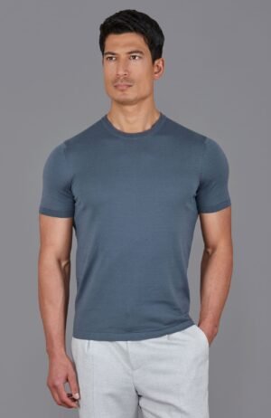 16276 steel blue m model mens mercerised cotton crew neck t shirt 2