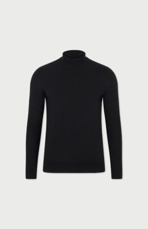 16287 16221 black im merino silk superfine turtle neck jumper front