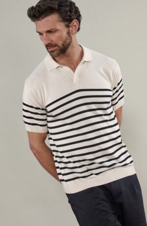 2146 ecru l el model mens cotton breton short sleeve polo shirt 5a 3ab4e3a9 27b2 4199 b2ee 0e8455905fbc