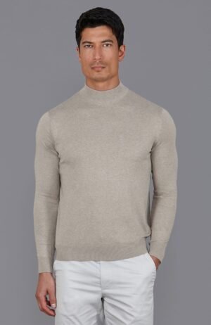 2189 fawn m model mens ultra fine cotton mock turtleneck jumper 2