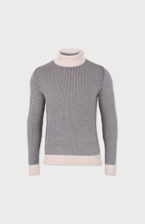 3301 ecru im mens nordic roll neck fisherman cotton jumper front