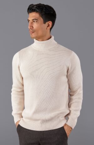 3361 ecru model mens cotton fitted submariner jumper 3