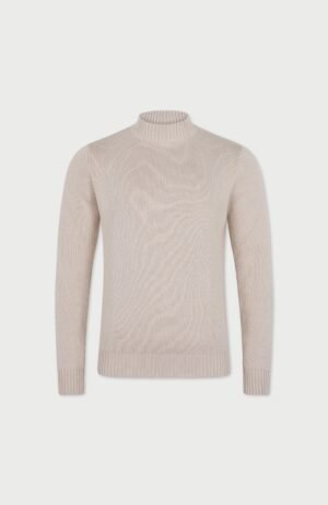 3373 ecru im mens midweight cotton mock turtle neck jumper front 0124884b ac3d 4dea aa90 93a0fc72ed96