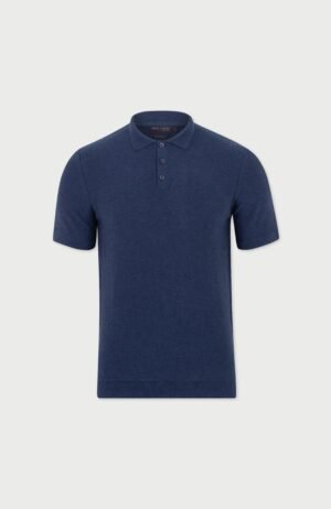 3406 blue melange in mens cotton float stitch polo fro