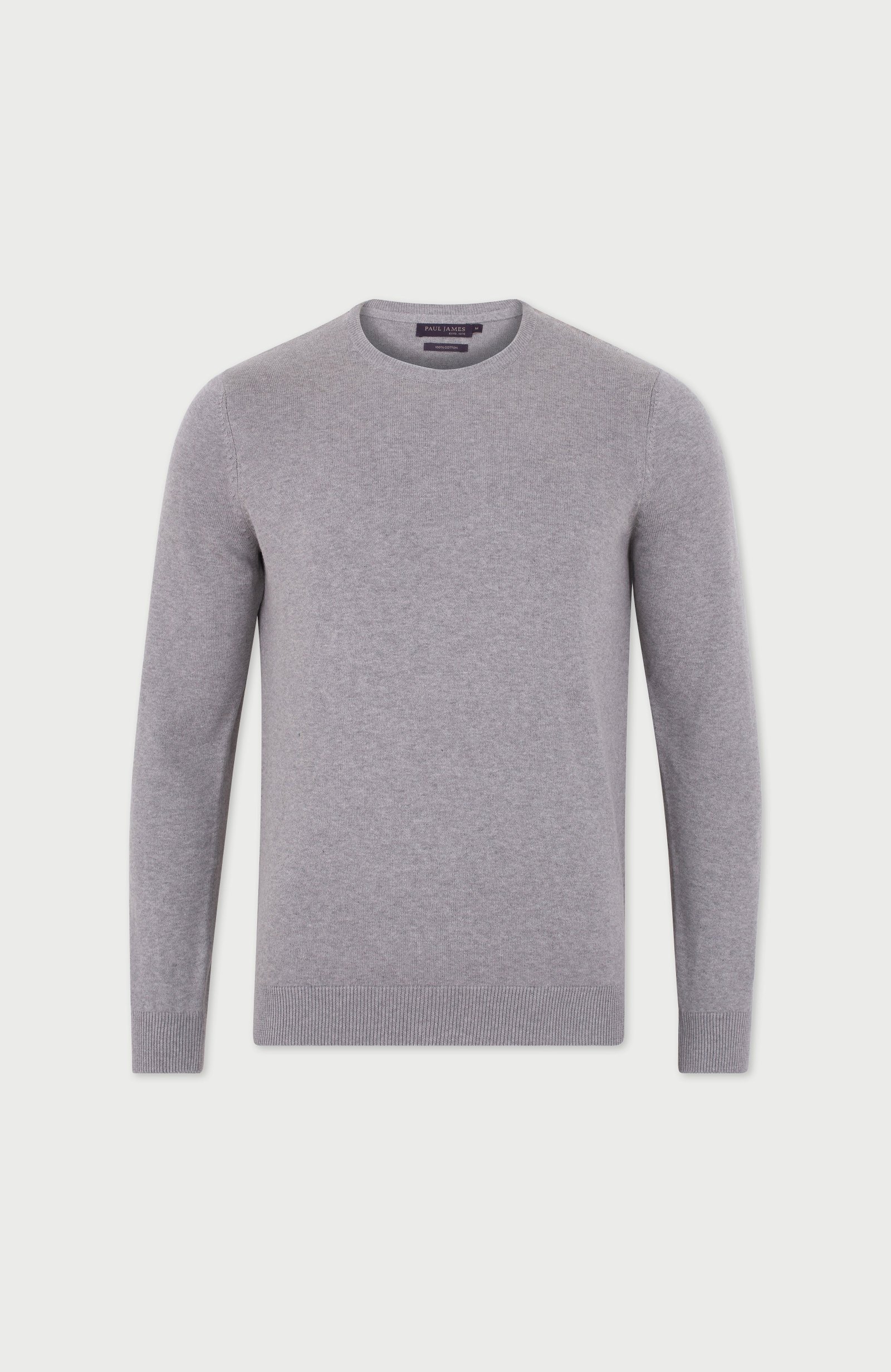 3474 2235 ash grey im mens round neck cotton jumper front 3474 2235 ash grey im mens round neck cotton jumper front