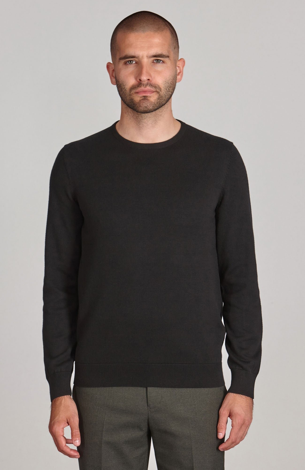3474 black model mens cotton crew neck jumper 2 3474 black model mens cotton crew neck jumper 2