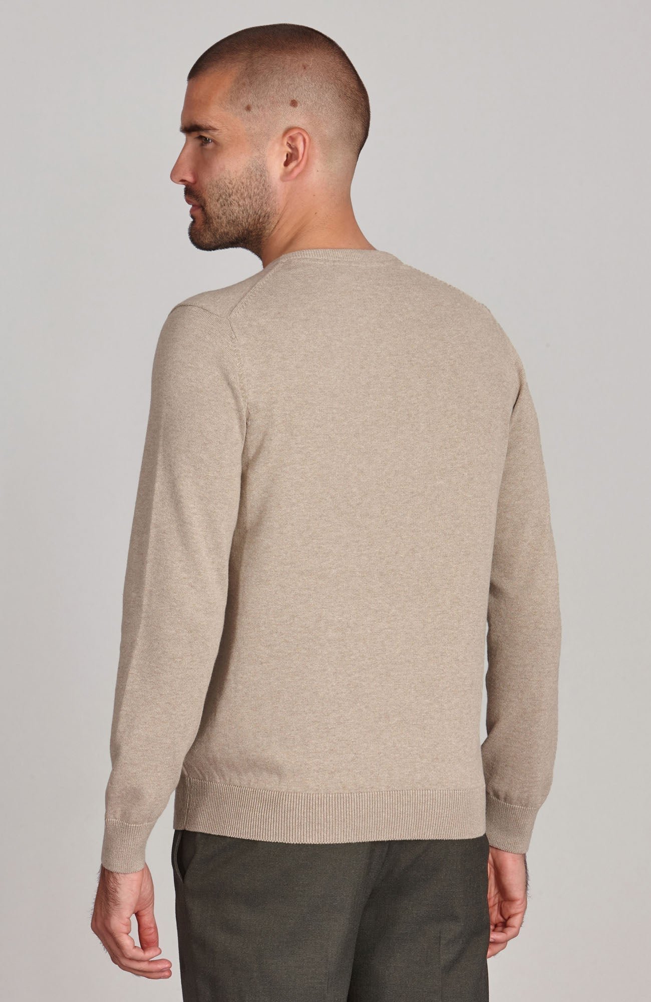 3474 fawn model mens cotton crew neck jumper 4 3474 fawn model mens cotton crew neck jumper 4