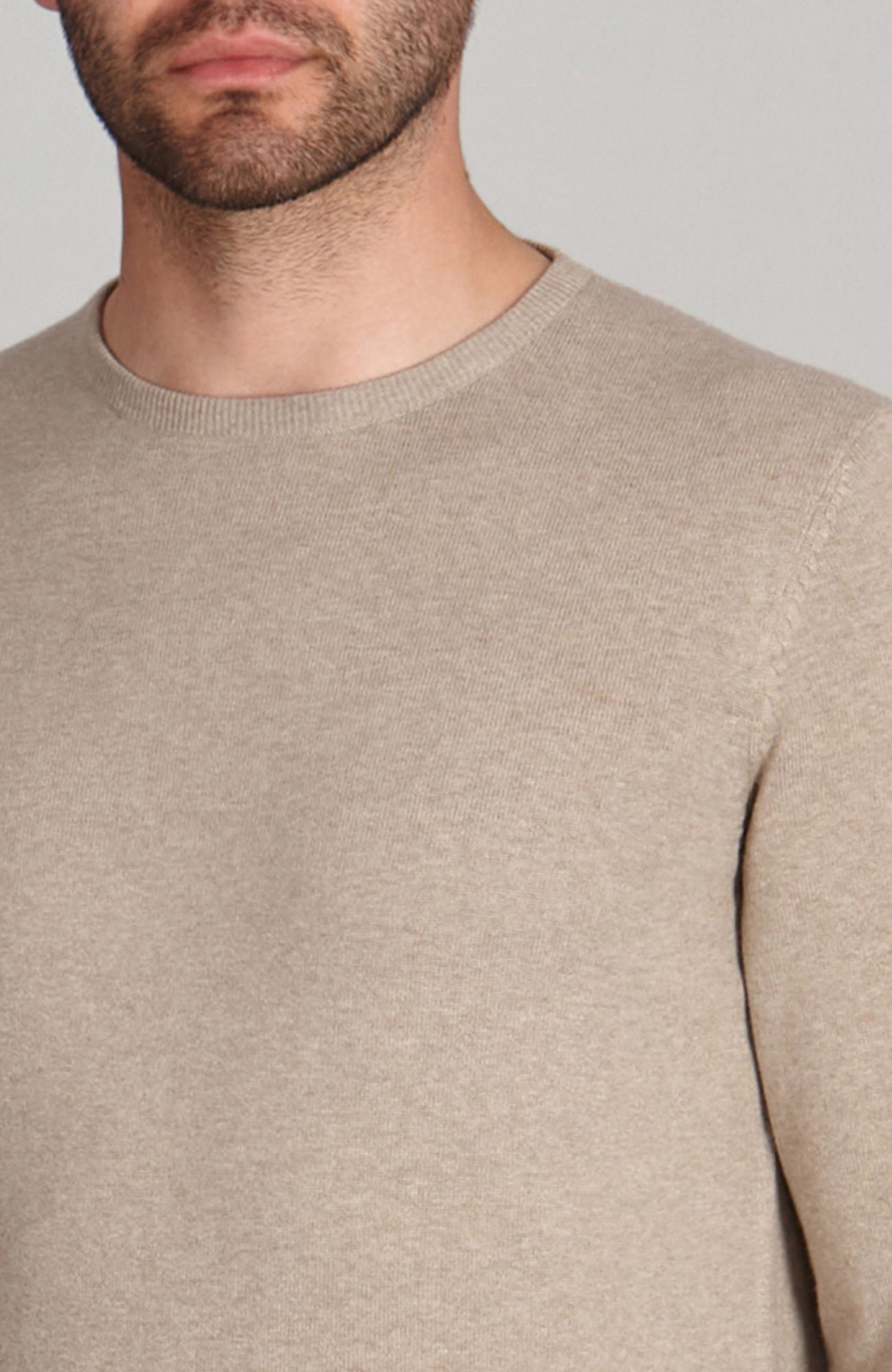 3474 fawn model mens cotton crew neck jumper 6 3474 fawn model mens cotton crew neck jumper 6