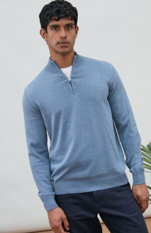 3475 denim blue m el model mens cotton lightweight quarter zip jumper 7 b700b89f 820d 46b4 a9a2 4cd6551bd922