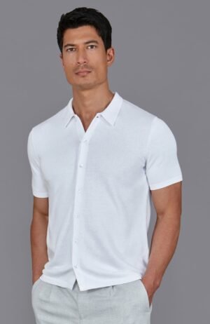 3479 white m model mens cotton button through short sleeve shirt 3