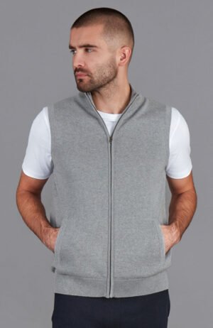 3489 ash grey model mens cotton sleeveless zip through gilet 10