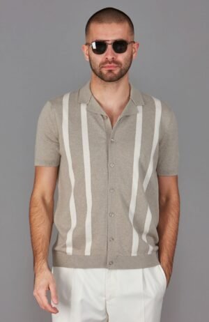 3634 fawn model mens ultra fine cotton striped cuban shirt 5