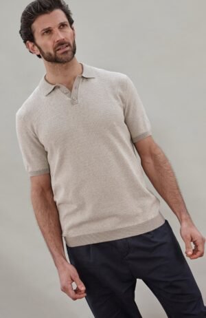 3698 fawn l el model mens cotton two tone textured polo shirt 5a 880ba147 deb9 49d1 b2ac 3758280d9d95