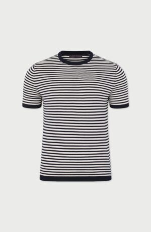 3713 navy im mens ultrafine cotton narrow breton stripes t shirt front